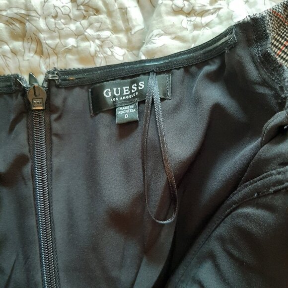 GUESS "Alexa" Grey Plaid Belted Bustier Puff Sleeve Jumpsuit - Size 0 - Picture 7 of 12